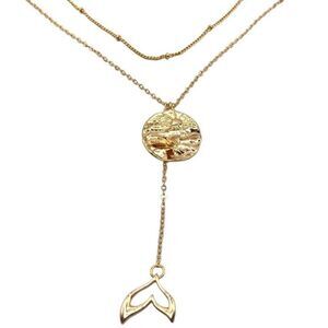 Gold layered whale pendant necklace